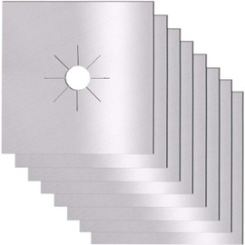 Stove Burner Covers, 8 Pack, Gas Stove Burner Liners, Non-Stick Reusable Gas Range Stove Protector Covers for Kitchen, Cooking, Cuttable, Easy to Clean (Sliver)