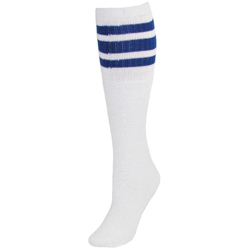 CTM Striped Top Ribbed Tube Socks (4 Pair Pack), Royal