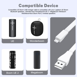 Xivip Replacement UE Boom USB Charging Cable Cord Wire Compatible with Ultimate Ears UE Wonderboom, UE Boom, UE Roll Speakers, Boom 3, MEGABOOM 3, MEGABLAST Speaker (3.9 FT, White)