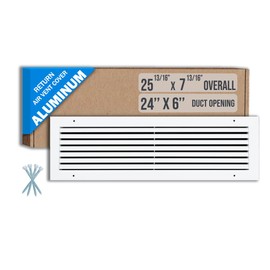 Fits 24x6 Duct Opening | Aluminum Return Air Grille by Handua | Vent Cover Grill for Sidewall and Ceiling | Rust Free | Durable Powder Coating | HVAC Cold Air Intake Grille | White