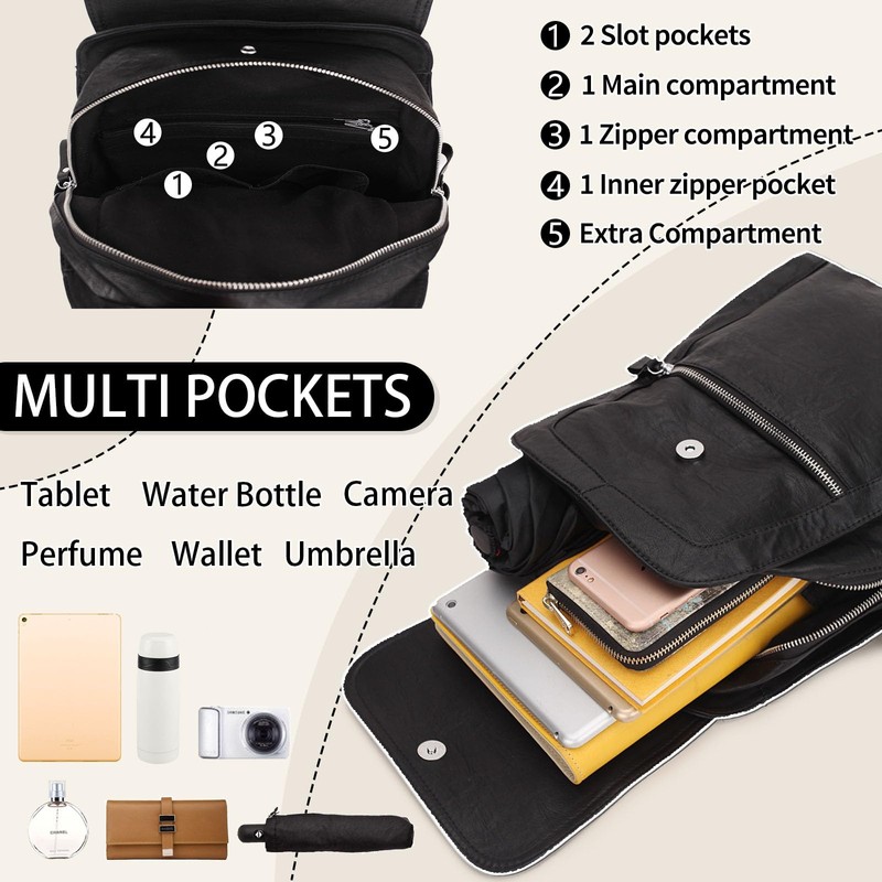 Backpack purse for women, Girls Fashion Flap Faux Leather Backpack