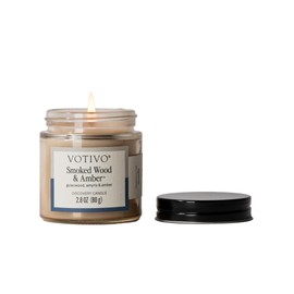 Votivo Smoked Wood & Amber 2.8 oz Discovery Candle | Soy Wax Blend | Woody Outdoors Scent | 25 Hour Burn Time | Candles for Home Scented | Candle Gifts | Highly Scented
