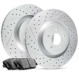R1 Concepts Rear Brake Kit For 2017-2020 Acura MDX| Drilled Slotted Brake Rotors| Ceramic Brake Pads and Rotors Kit| Hardware included