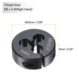 HARFINGTON Round Threading Die M5 x 0.9 Metric Thread 25mm OD Adjustable Right Hand High-Speed Steel (HSS) Round Die Screw Thread Cutting Die for Thread Repair