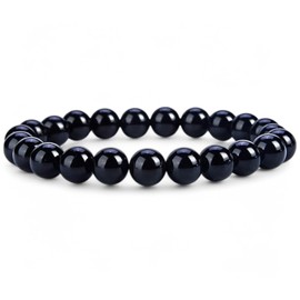 Obsidian Gemstone Bracelet – Anxiety Relief & Chakra Balance, Adjustable Stretch Beads Bracelet for Well-Being, Women, Men & Teens Gift