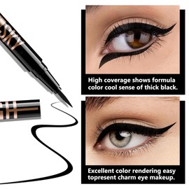 Apooliy Waterproof Liquid Eyeliner Black Eye Liner Smooth Makeup Pen Long-Lasting Smudgeproof Eyebrow Pen