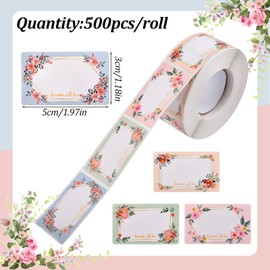 CRAFFANCY 500 Pcs Blank Flower Label Stickers, Floral Frame Label Stickers for Jars Lids Pantry Mason Canning Spice Bottle Labels Decor