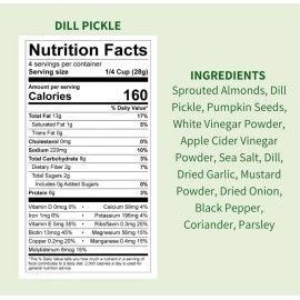 Daily Crunch Sprouted Almonds, Dill Pickle, 4 Ounce Bags, Pack of 2