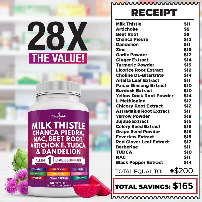NEW AGE Milk Thistle NAC Chanca Piedra Beet Root Artichoke