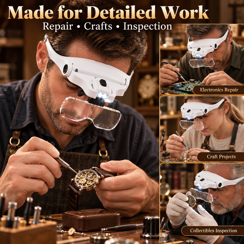  Hand-Free Magnifier for for Reading, Crafts, Detailed Work and