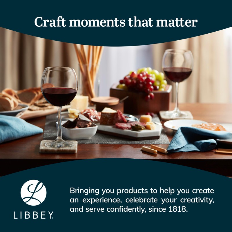 Libbey Vina Red Balloon Wine Glasses, 18.25 Oz Elegant Large