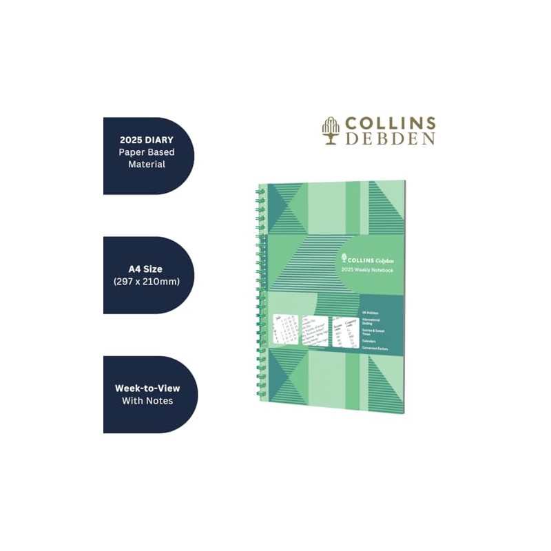 Collins Colplan 2025 A4 Weekly Notebook Diary - Green -