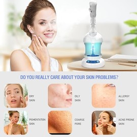 Máquina de vapor de cara,Con aspersión ajustable,Se puede colocar en el escritorio,Ideal para el cuidado personal en casa o en el salón,blanco