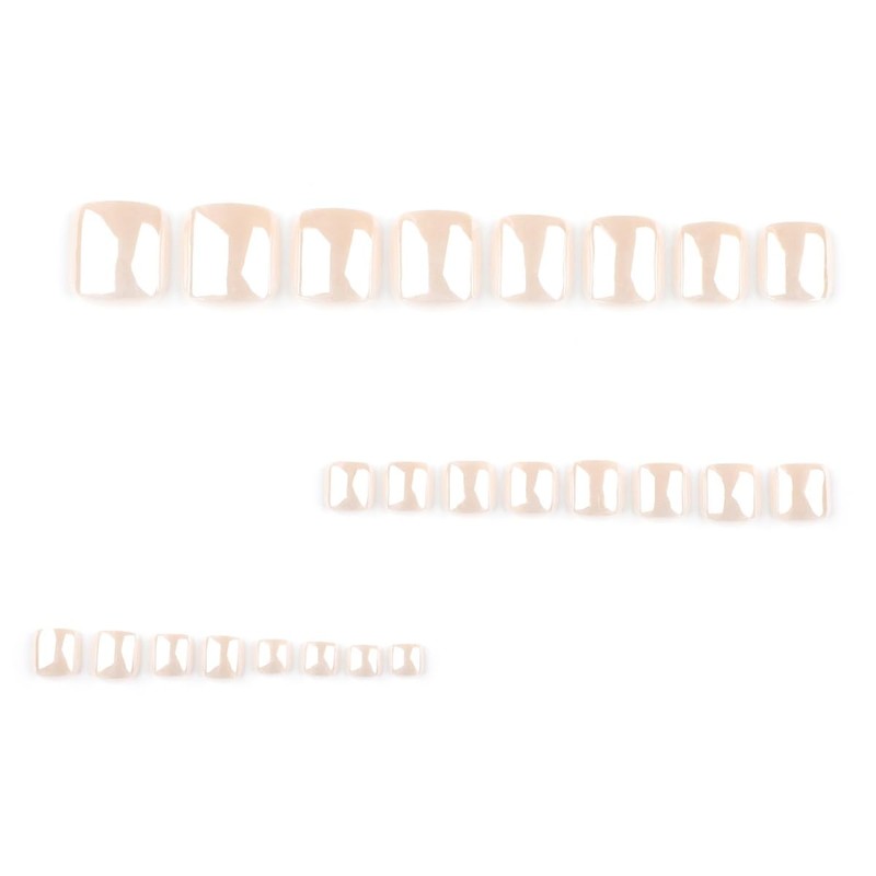 Chrome Press on Toenails‌ Short Square Fake Toe Nails with