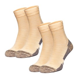 Merino.tech Thin Merino Wool Socks for Women and Men - Merino Wool Running Socks Quarter Style (Peach Grey Pack of 2, 4-8)