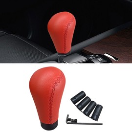 KITUREK 5 Speed Shifter Knobs, Manual Transmission Shift Knob, Handle Leather Gear Stick, Universal Car Accessories for Most Manual Vehicles (Red)