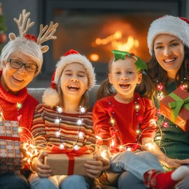 Remuuly 24 Pcs Christmas Light Necklace Bright Light up Bulb Necklace, 35.4 Inches Christmas Light up Jewelry LED Mini Bulbs LED Necklace for Kids Girl Ugly Party Favors Birthday Xmas (Fresh)