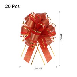 MECCANIXITY 20pcs 8 Inch Large Pull Bow Gift Wrapping Bows Ribbon Organza Red for Wedding Baskets Presents Christmas Valentine's Day Party