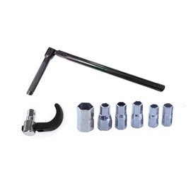 Gokoti Faucet Wrench 9 to 17mm Carbon Steel Plumber Socket Wrench Black Faucet Wrench with 6 Sockets and 1 Collet Tight Spaces Tap Back Nut Wrench