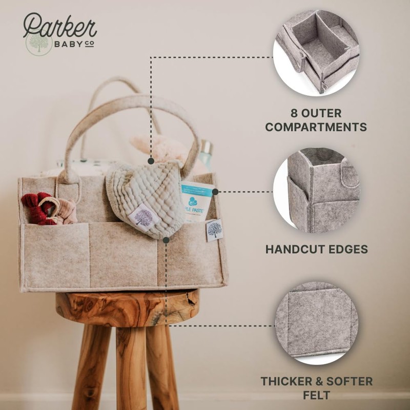 Parker Baby Diaper Caddy - Nursery Storage Bin and Car