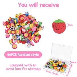 Pack of 50 Erasers Children's Set, Funny Animal Shaped Erasers for Christmas, School Supplies and Party Bags, Colourful Erasers for Children, Perfect as Party Gift and Classroom Rewards