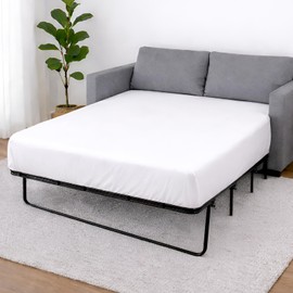 Cottington Lane 1 Piece Sleeper Sofa Fitted Sheet Queen Size, Premium Quality 100% Egyptian Cotton, 6 Inch Deep Sofa Bed/Pullout Couch Bottom Sheet Only, Cooling, Soft & Breathable, White