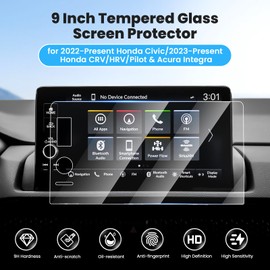 Canvcle Screen Protector for 2022-2025 Honda Civic/2023-2025 Honda CRV/HRV/Pilot & 2023-2025 Acura Integra, 9 Inch Touch Screen Protector Tempered Glass Navigation Display Infotainment Protective Film