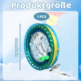 QckZee Kite Winder for Adults and Children, 300 m High Strength, 18 cm Diameter, Kite Line with Connector, Safety Lock, Large Handle, Kite Line Winder