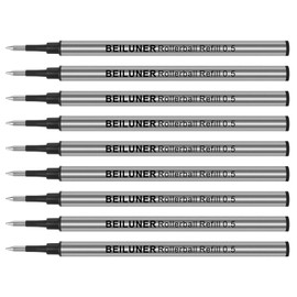 BEILUNER 0.5mm Replaceable Refills Compatible Luxury Wooden Ballpoint Pen Writing Set, Black Ink, direct insertion - 9 Pack