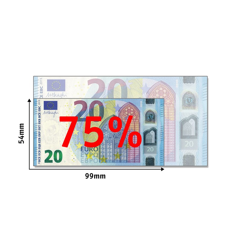 Cashbricks®, 100 x €20 Toy Banknotes, Reduced Size – 75%