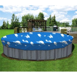 COARBOR 11' Winter Ground Pool Cover for 8' Above Ground Pools Waterproof Swimming Winter Pool Cover Blue Sky Winterizing Kit Above Ground Pool Winter Cover Tarp