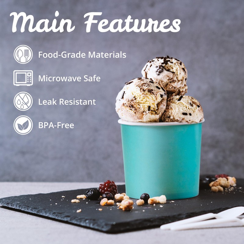 Paper Ice Cream Cups, 50-Pack 11-oz Disposable Dessert Bowls for