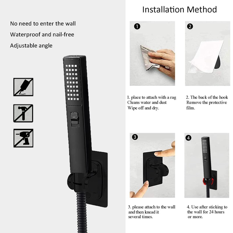 6'' Square High Pressure Rain Black Shower Heads with Handheld