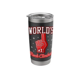 #1 Rock Climber World's Number One Rock Climber Foam Finger Stainless Steel Insulated Tumbler