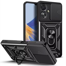 Ezydigitals Case for Oppo A40 CamShield Lens Protection Ring Kickstand Case - Black