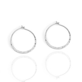 Silver Hoop Earrings for Women, 925 Sterling Silver, 15mm, Hammered Texture, Hoop Earrings Hypoallergenic Sensitive Ears, Hoop Earrings Set, Silver Earrings Nickel Free (15mm, Sterling Silver)