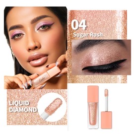Oulac Liquid Glitter Eyeshadow Set – Pink Eyeshadow Set, Liquid Shimmer Eyeshadow & Eyeliner, Blendable Eye Make-up, Crease-Resistant, Vegan (04/15)