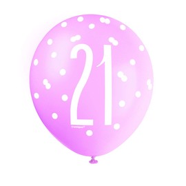Vibrant 21st Glitz Petal Pink, Spring Lavender & White Latex Balloons (30cm) - Perfect for Birthday, Party Decor & More - 6ct