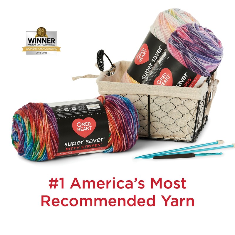 Red Heart Super Saver Bitty Stripes Crayon Box Yarn -