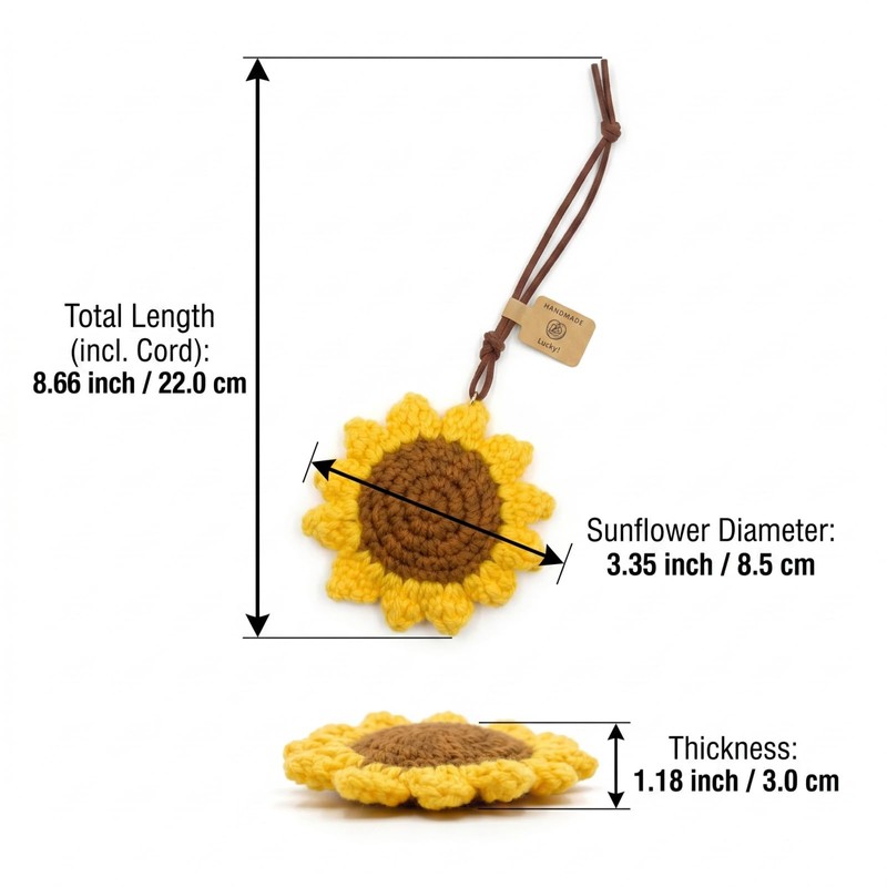 3.4 Inch Sunflower Car Accessories - Crochet Rear View Mirror