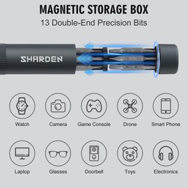 Sharden 27-in-1 Precision Screwdriver Set Multi Bit Small Screwdriver Magnetic Mini Screwdriver Set Pen Style Manual Repair Tool Kit For Eyeglass, Watch, Computer, Jewelers, Laptop, Electronics, Phone