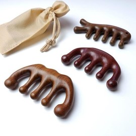 Sigam Market Wooden Head Face Trapezius Lymph Scalp Gua Sha Massage Comb Acupressure, Round Type / 시감마켓 나무로 우드 머리 얼굴 승모근 림프 두피 괄사 마사지빗 지압, 라운드형