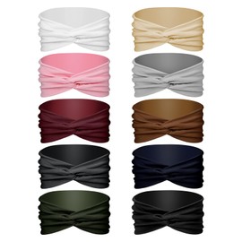JewelryWe Headbands For Women's Hair: 10 PCS Boho Stretchy Wide Laides Yoga Running Sweatbands Athletic Hair Bands Workout Head Wraps