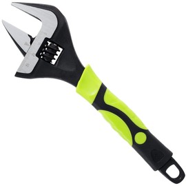 Adjustable Spanner Heavy Duty Wrench with Ergonomic Handle Deep Jaw Wide Opening Wrench Multifunctional Plumbing Wrench for Plumbing Appliance Repair Furniture(8 inches,Black and green two -colored)