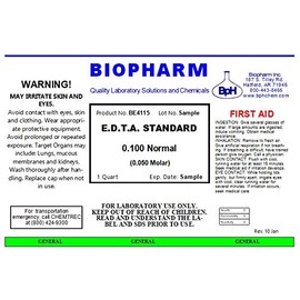 E.D.T.A. Standard 0.050 Molar (0.100 Normal) |1 Quart Bottle | Biopharm | Ethylene Diamine Tetra-Acetic Acid | for Hardness Titration