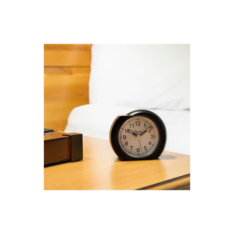 Equity 27001 Black Quartz Analog Alarm Clock with Ascending Alarm