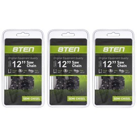 8TEN Chainsaw Chain 12 inch .043 3/8 44 Drive Links for Echo Husqvarna Stihl 3610 005 0044 90PX044G 90PX44CQ 3 Pack