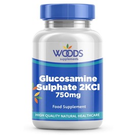 Woods Supplements - Vegan Glucosamine Sulphate 2KCl 750mg x180 Tablets. for Joint, Knee Support & Bone Health. Sodium Free Glucosamine Sulphate Tablets. Premium Joint Supplements for Women & Men
