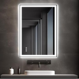 35x24 LED Bathroom Mirror with Lights – Anti-Fog, Dimmable, Backlit & Front Lit Lighted Vanity Mirror for Wall – Smart Bathroom Mirror with Memory Function, Shatterproof Tempered Glass