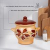 Clay Cooking Pot with Lid Handmade Beige Hand-Painted Clay Stoneware